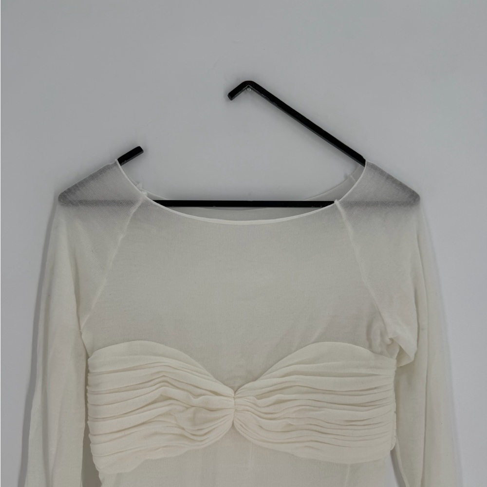 Orseund Iris La Sirena Silk Cashmere Blend Dainty Sheer Off Shoulder Knit Top